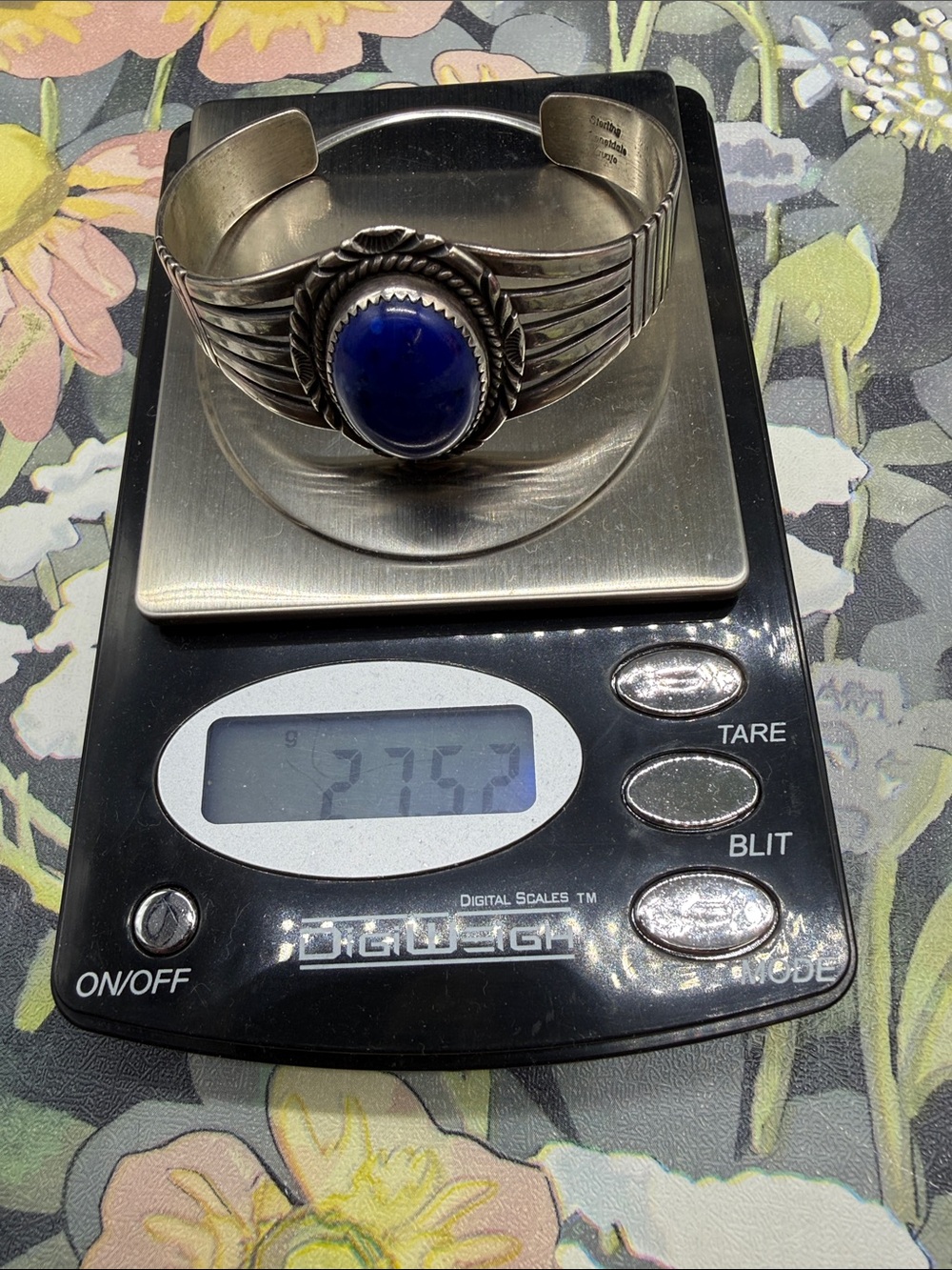 👑Native American Navajo sterling silver cuff bracelet lapis lazuli Jeannette dal - Picture 10 of 10